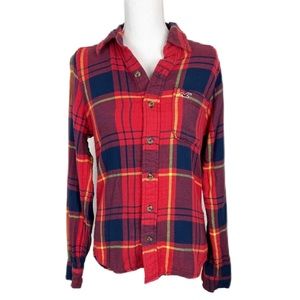 Hollister Red Black Long Sleeve Button Down Casual Shirt Men's Small